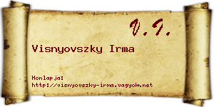 Visnyovszky Irma névjegykártya